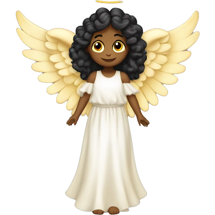 angel con alas de y aureola cara latina con cabello negro lacio largo   emoji