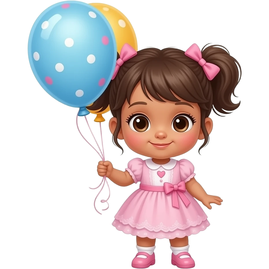 baby girl  holding birthday balloon emoji