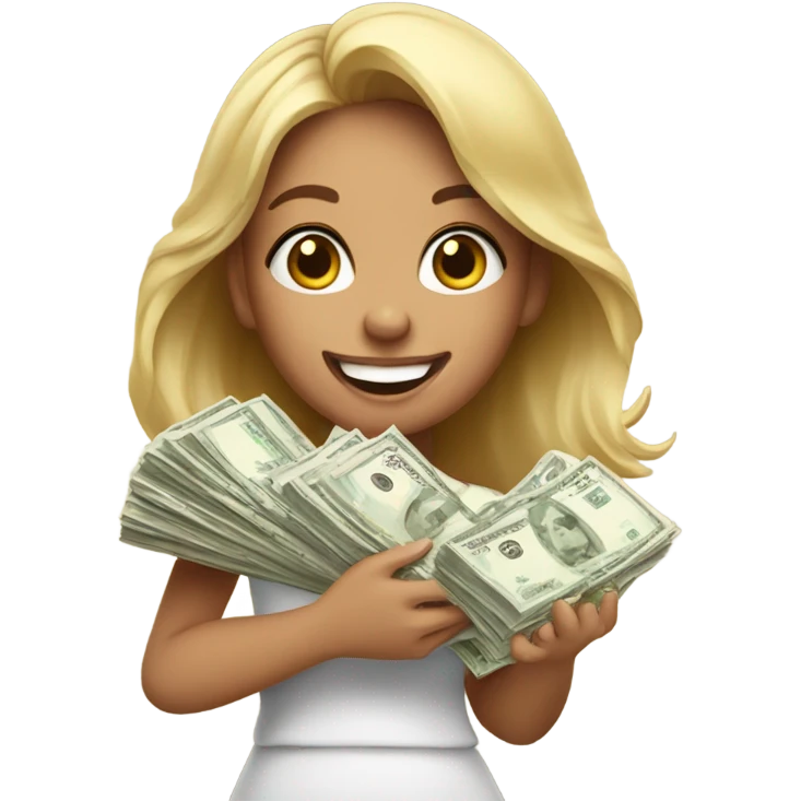 Cute girl with lots on money emoji