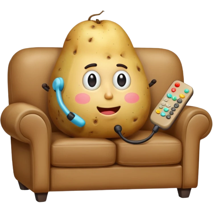 A potato on a couch watching tv emoji