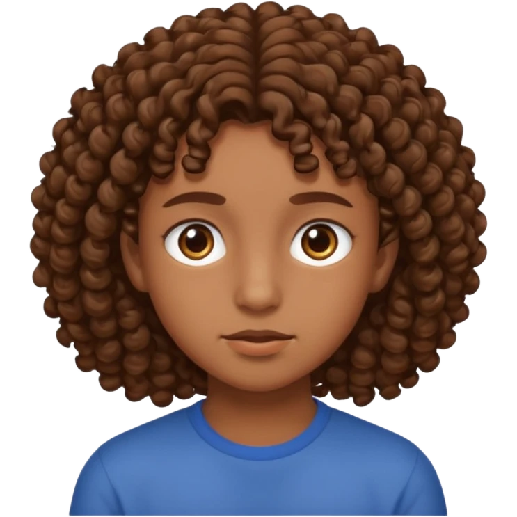 adolescent au visage impassible. Cheveux chatains frisés emoji