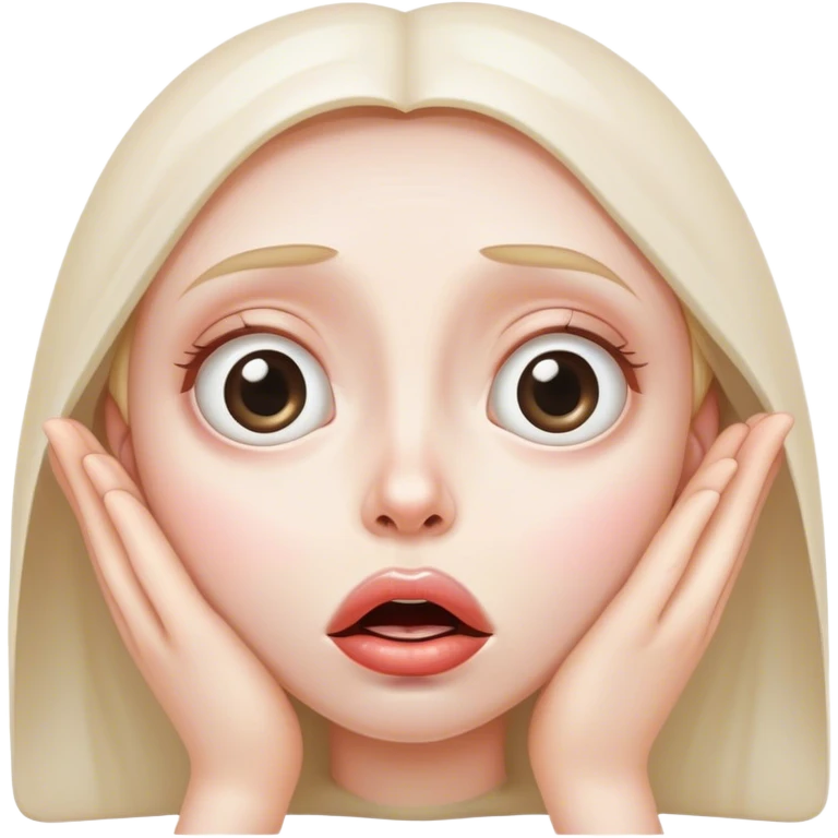 Huge, glossy eyes and slightly downturned lips, begging for something ridiculous. emoji