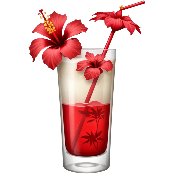 coconut drink with red flowers emoji