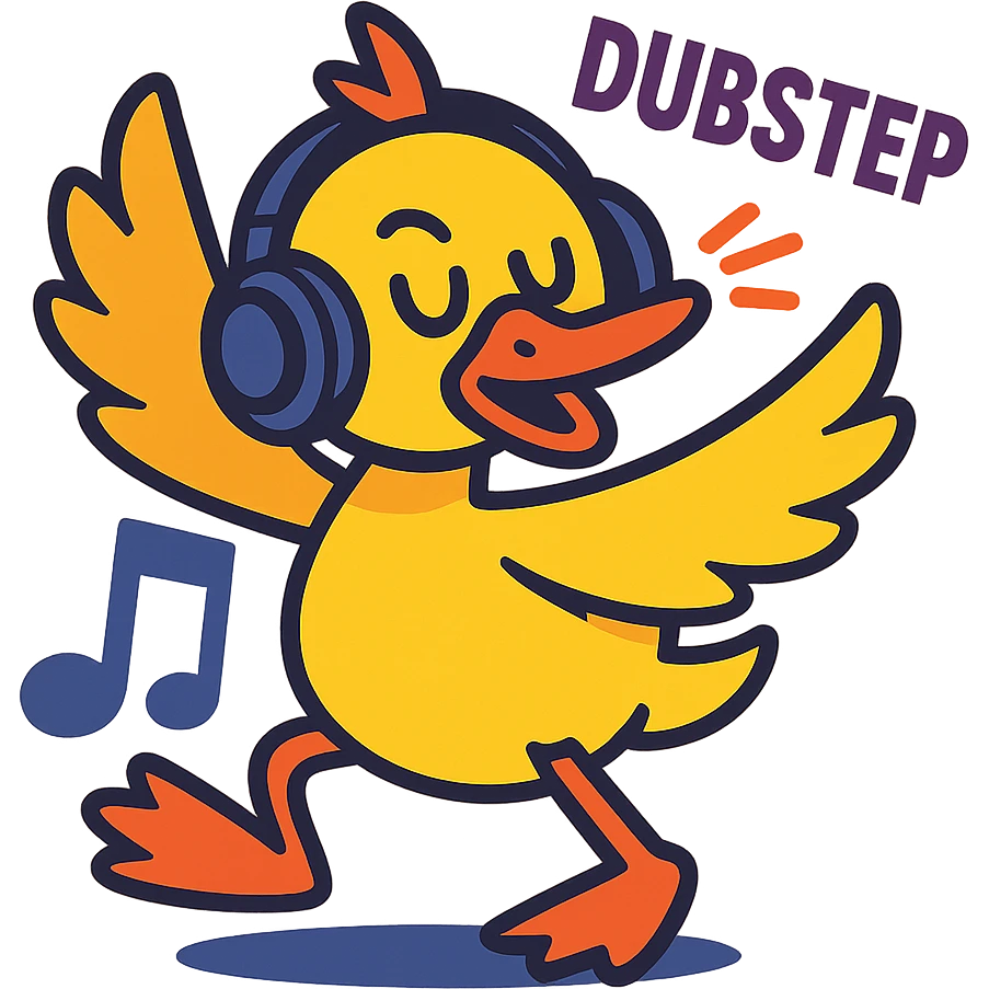 duck dancing to dubstep with headphones emoji
