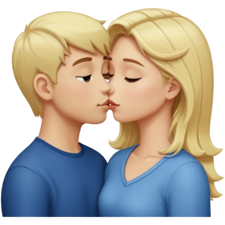 Blonde girl with boy kiss emoji
