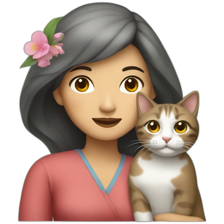 Vietnamese woman with a cat emoji
