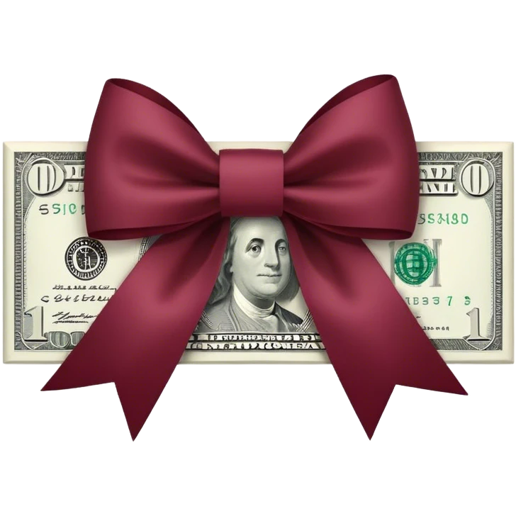 One Dollar with burgundy bow  emoji
