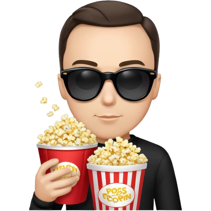 Sheldon cooper wearing black sunglasses and eating popcorn  emoji