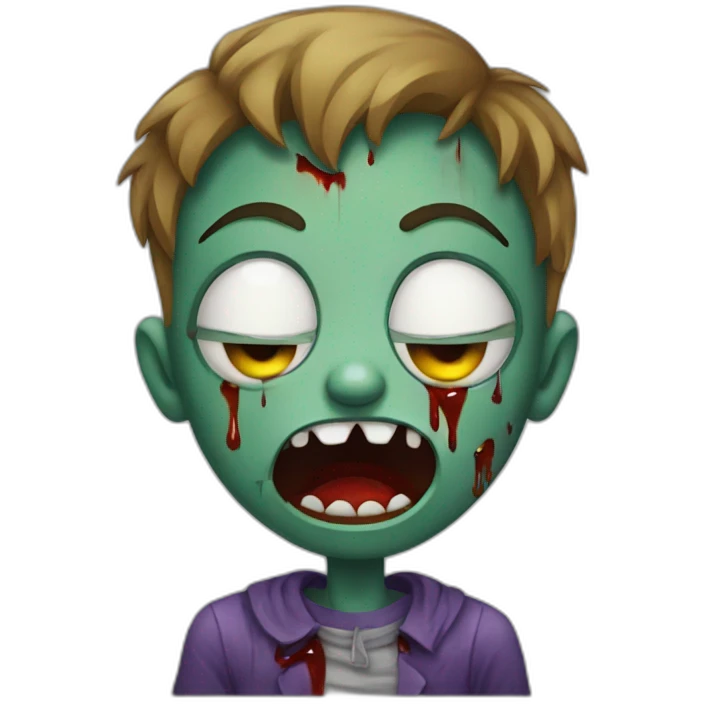 Boy dressed as a zombie crying tears for candy emoji