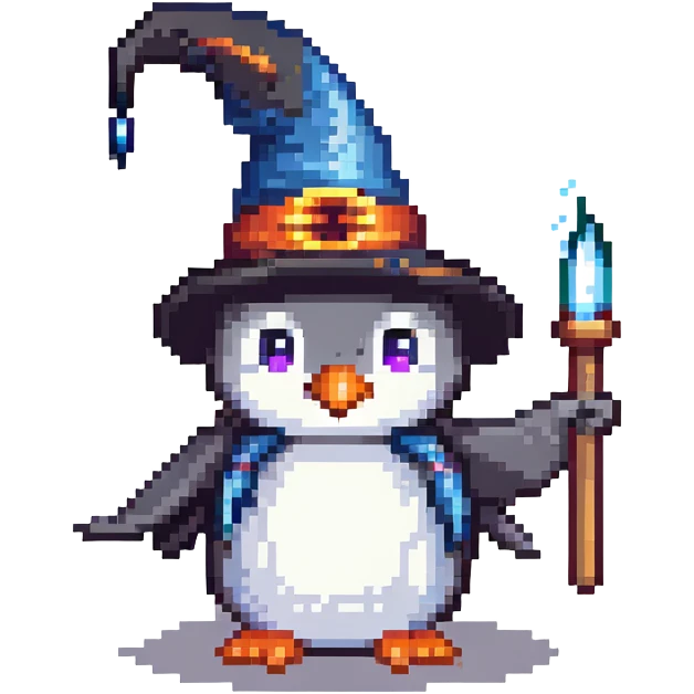 penguin wizard casting a frost spell emoji