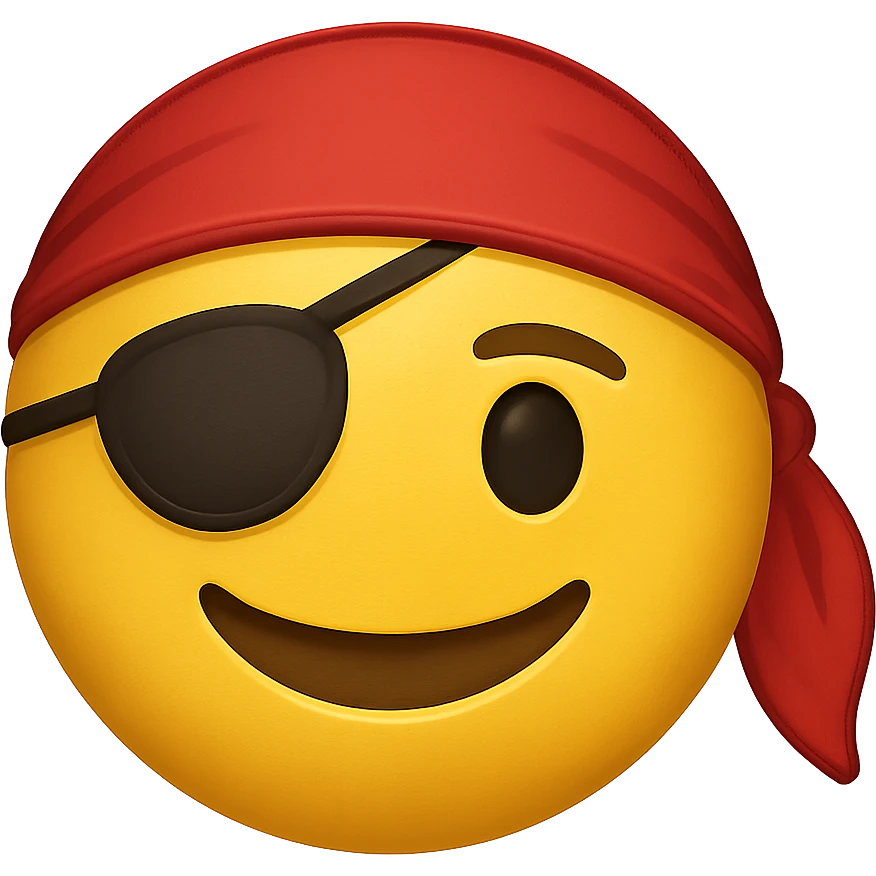 yellow face with red pirate bandana, digital illustration, emoji style emoji