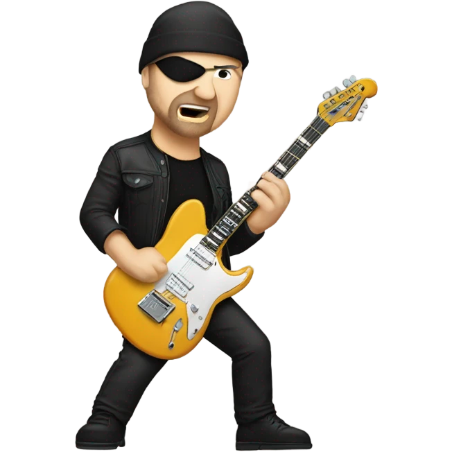 The edge from U2 with a electric guitar emoji