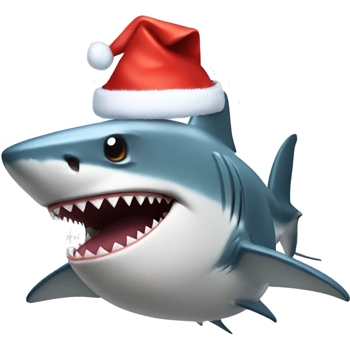 Shark with Christmas hat emoji