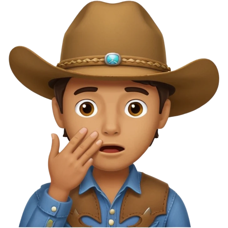 cowboy making oops expression covering mouth emoji