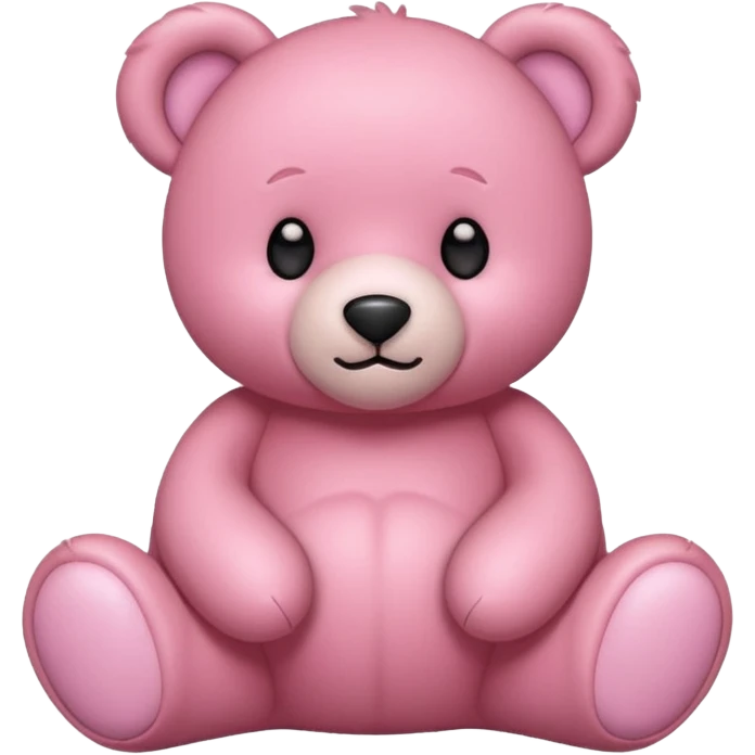 pink teddy bear, sitting and cuddly, apple style emoji emoji