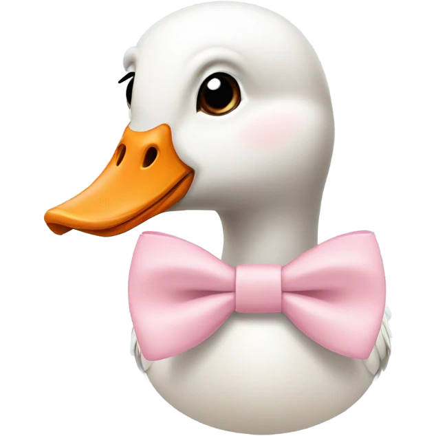 goose wearing light pink bow around its neck emoji