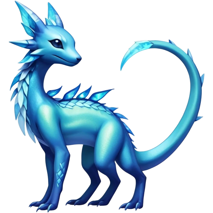 Colorful Iridescent Exotic Salandit-Aurorus-Glaceon-Fakémon-hybrid-creature (full body)  emoji