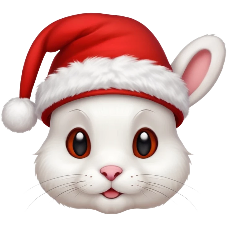 white rabbit with ears in a christmas hat emoji