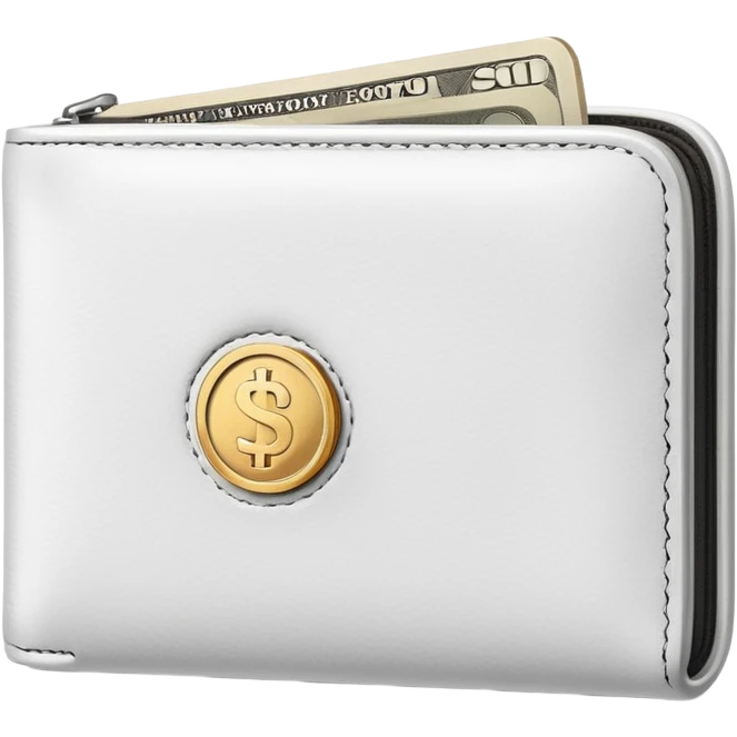white wallet with a coin emoji