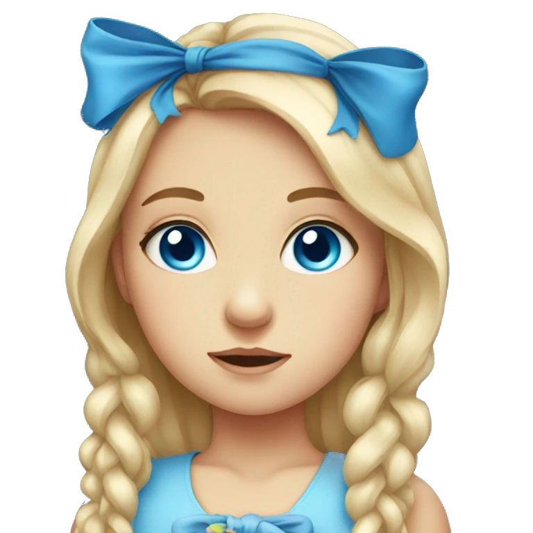 blue-eyed girl with bow emoji