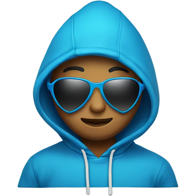 Blue heart with sunglasses and a hoodie emoji