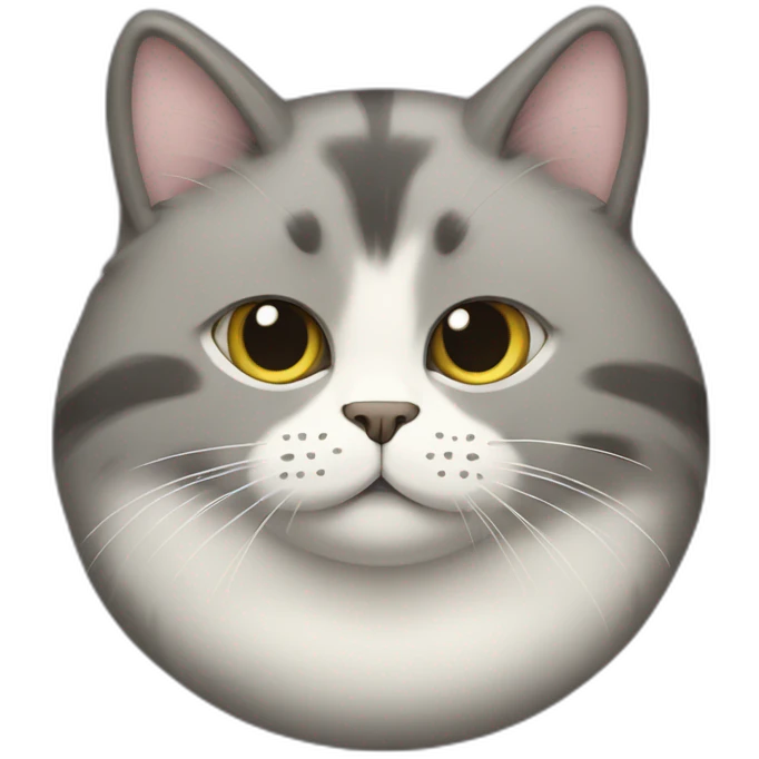 a round-faced cat with a grey beehive and no pattern all over emoji