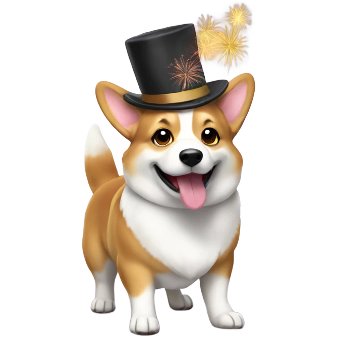 New year party corgi with hat emoji