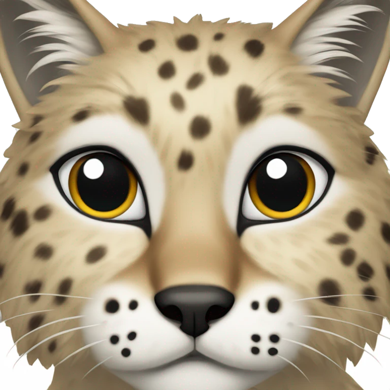 highland lynx cat with white fur and black spots emoji