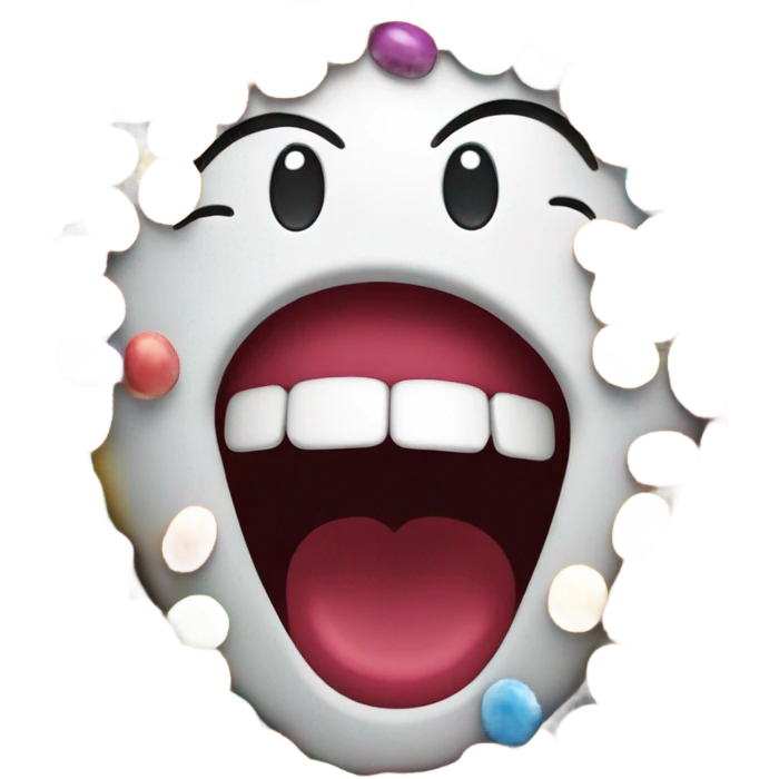  Happy face throwing up skittles emoji