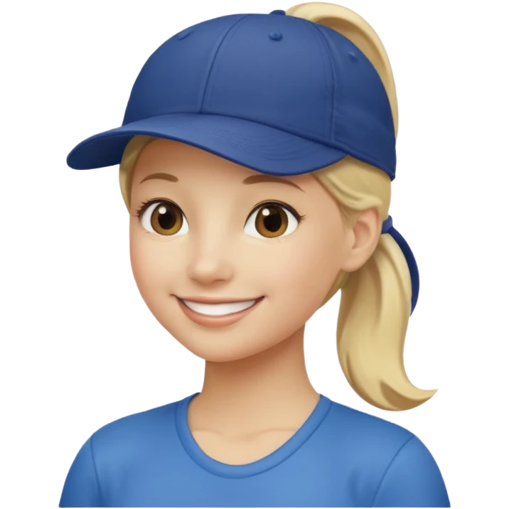 blond woman, pony tail, ball cap emoji
