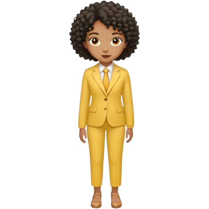 black girl Short curly hair, yellow suit,  emoji