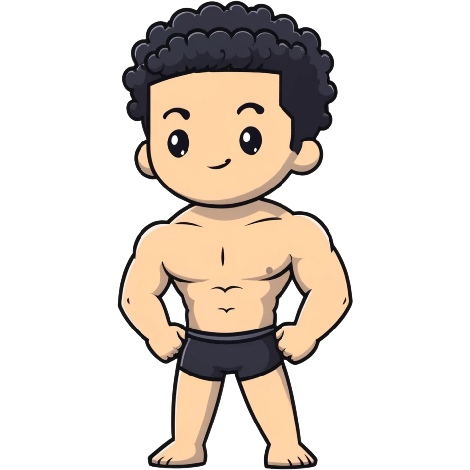 shirtless male athlete with white skin and black curly hair on top with shaved sides emoji