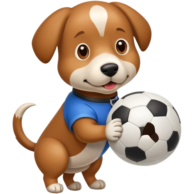Un chien avec un ballon de foot emoji
