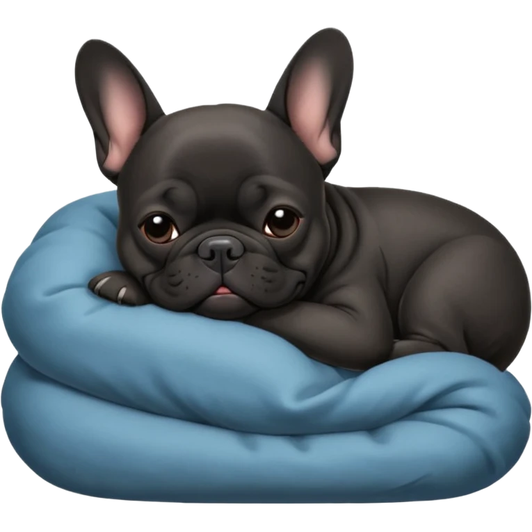 Чёрный французский бульдог спит  emoji
