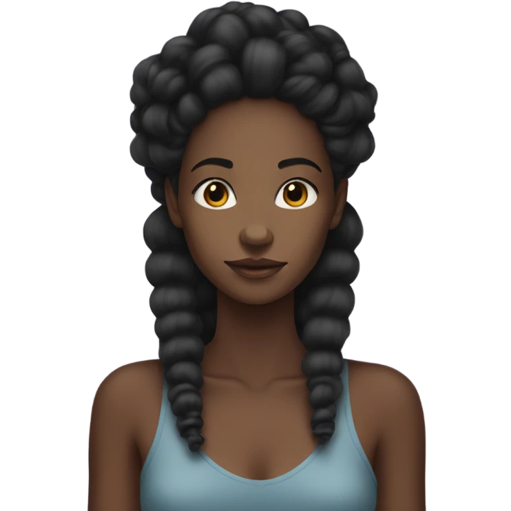 A black girl with medium length coils in her hair and tall and skinny emoji