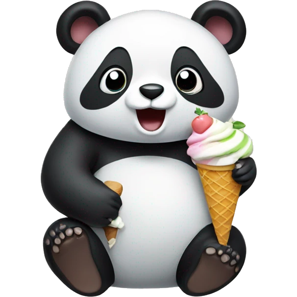 Panda eating ice cream emoji