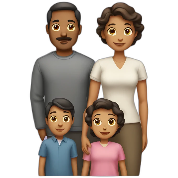 Family with 4, father, mother, Big boy, small girl emoji