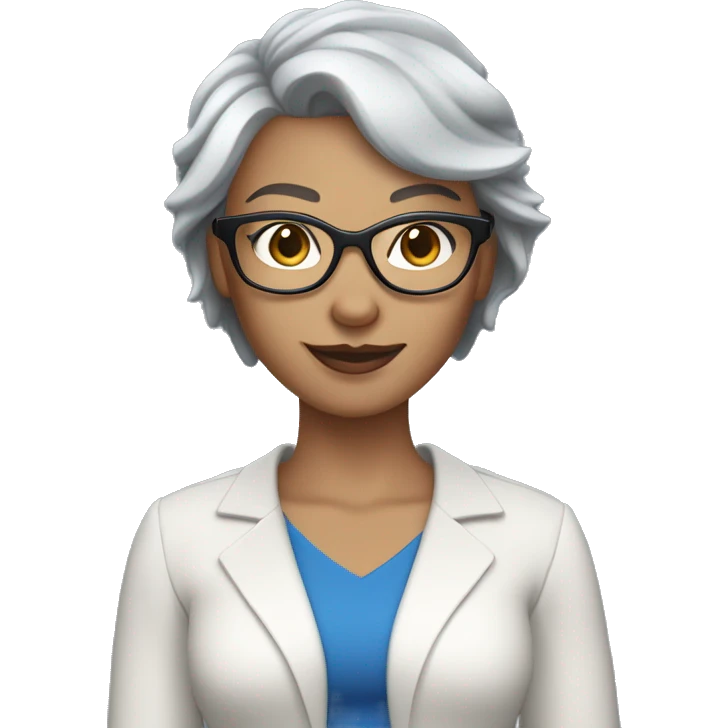 super woman with short grey hair fair skin blue eyes wear wire rim glasses emoji