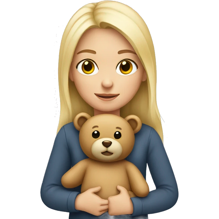 Blonde girl holding a teddy bear emoji
