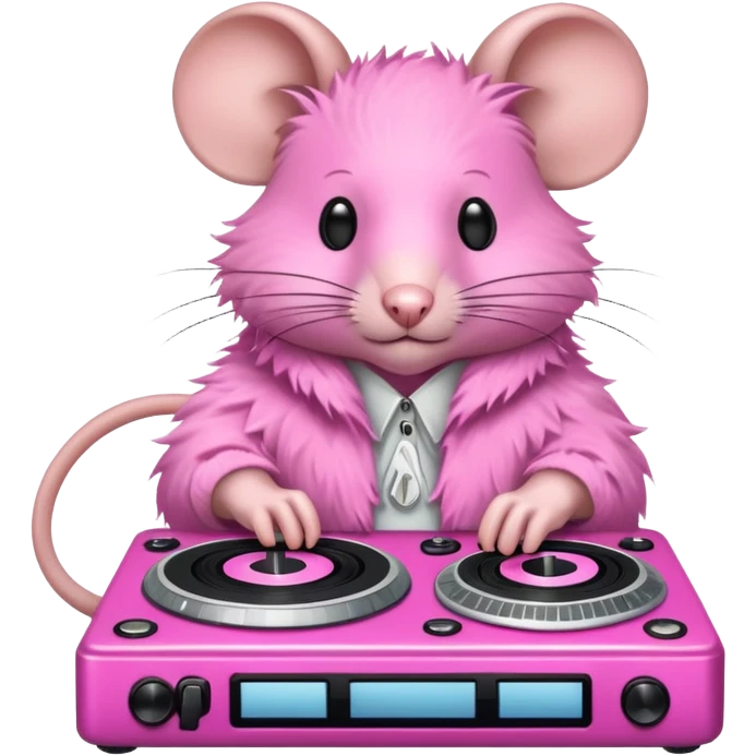 Pink rat using dj decks emoji