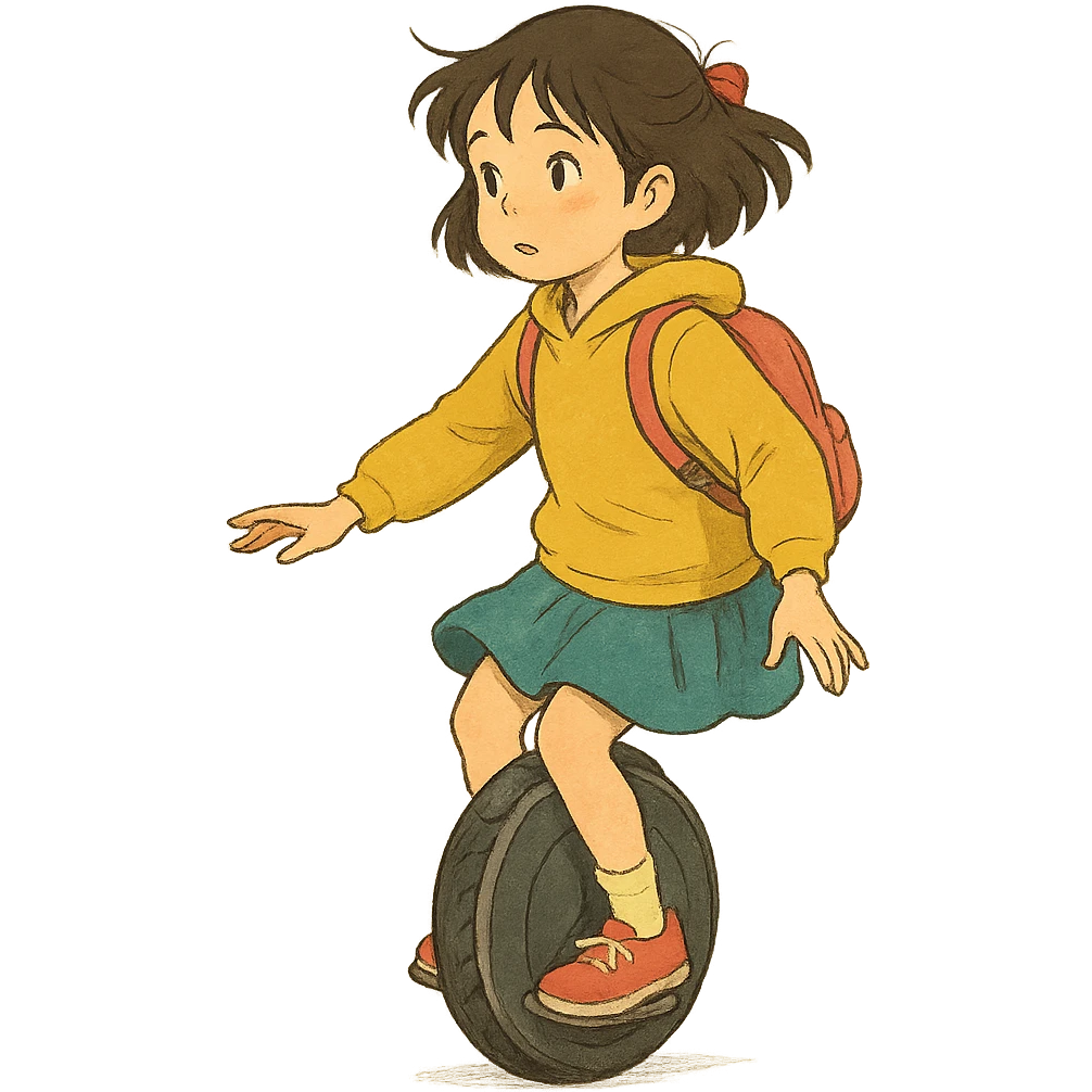 asian girl riding a electric unicycle emoji