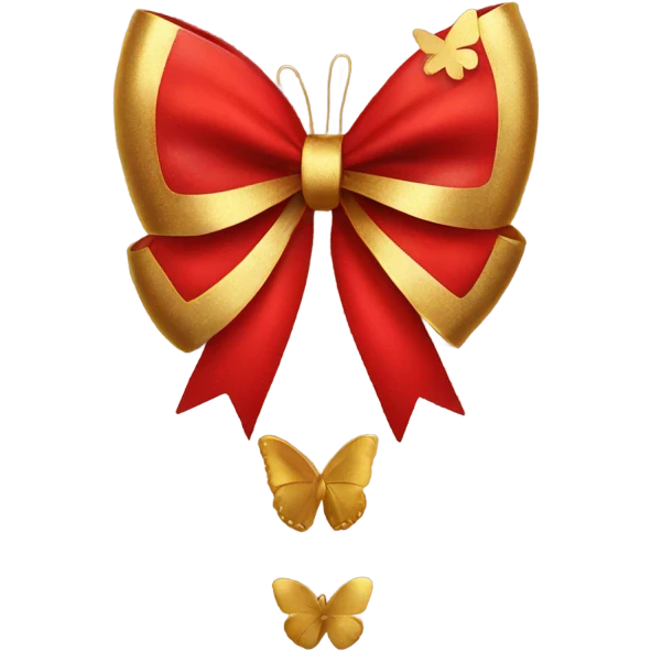 Red bow with gold butterfly  emoji