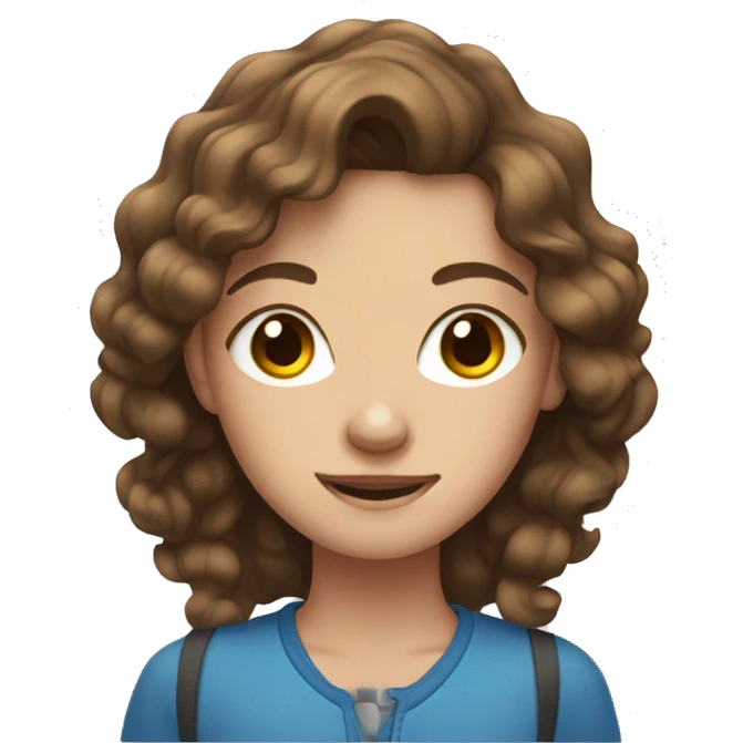 teenaged girl with wavy brown hair and blue eyes emoji