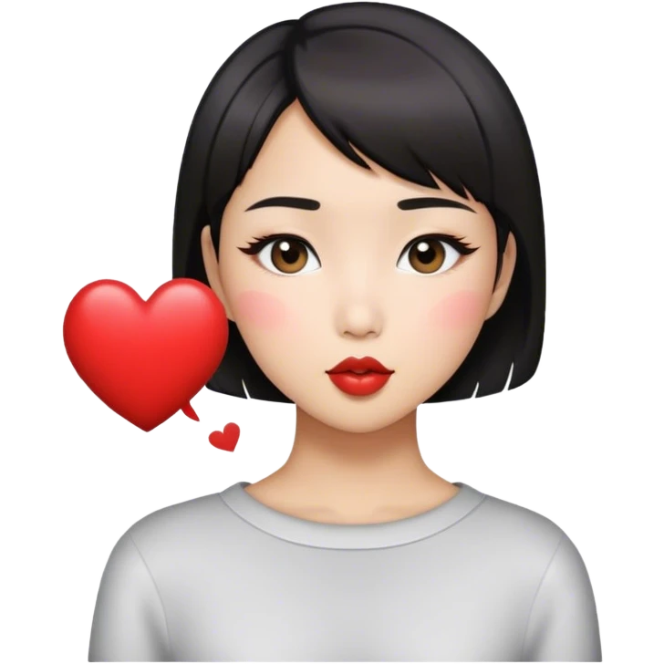Short hair Asian pretty girl in make up kissing with heart  emoji