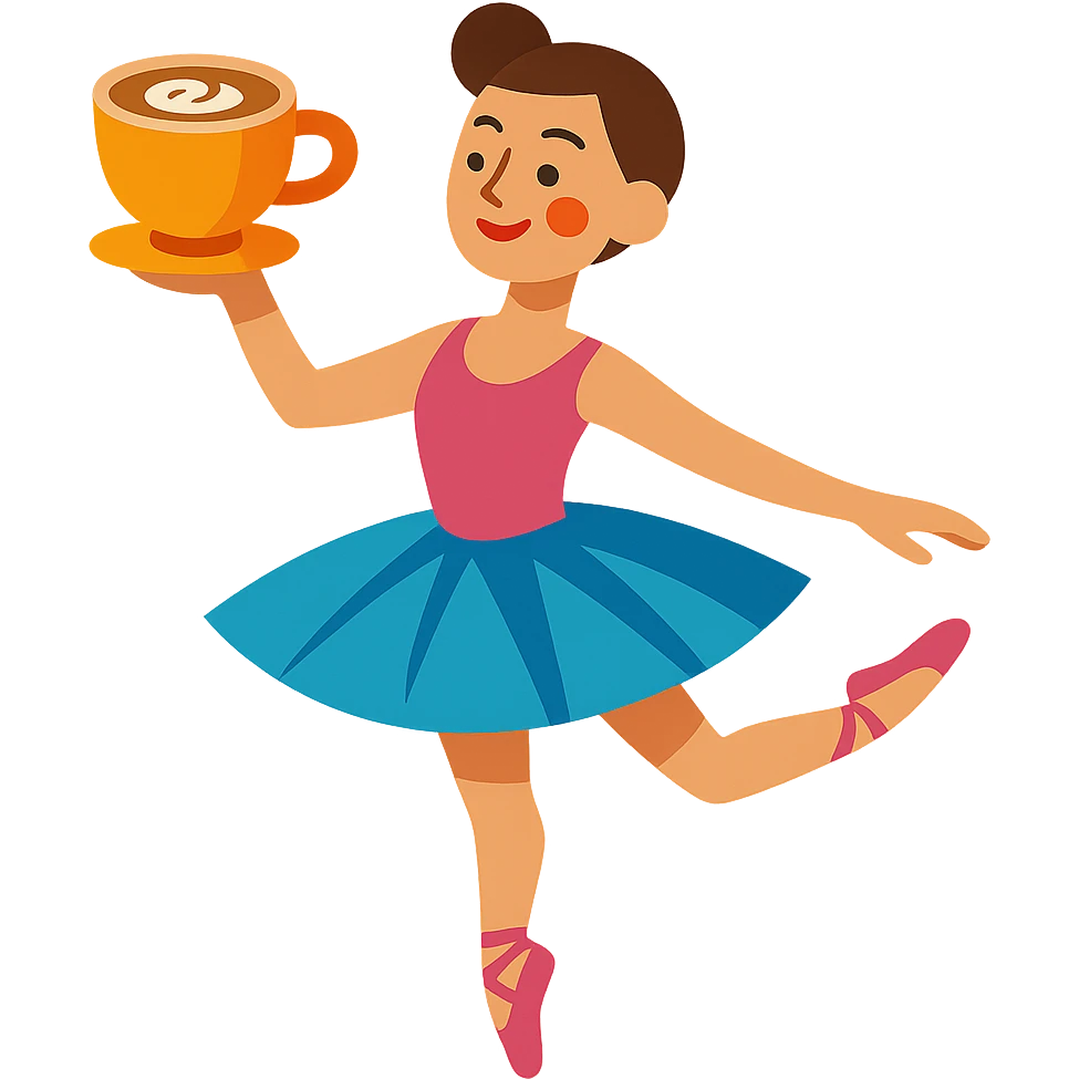 A ballerina holding a cup of cappuccino emoji