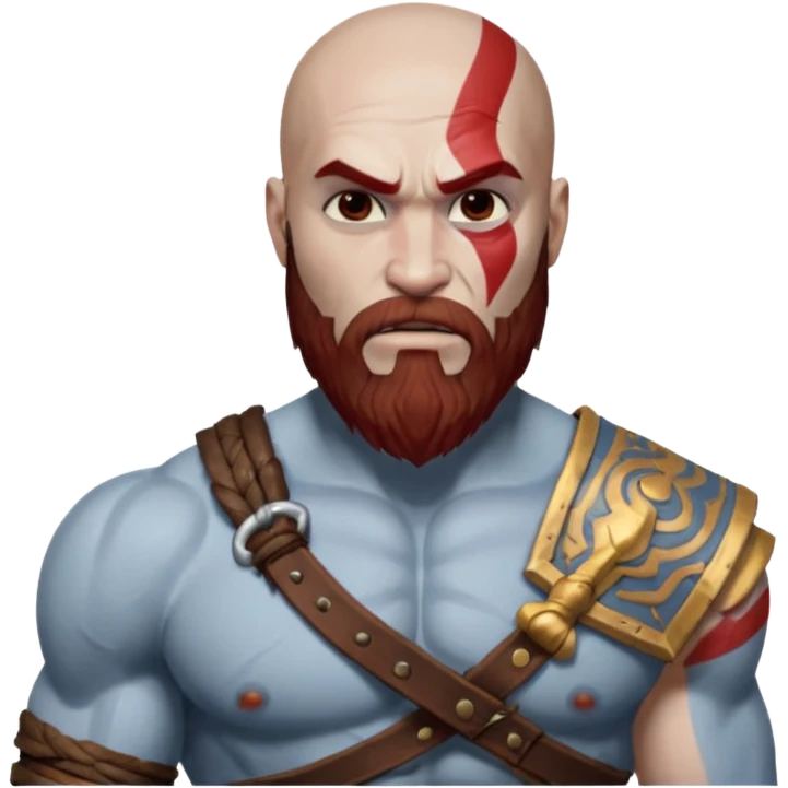 As Kratos from God of War, skinfade hair emoji