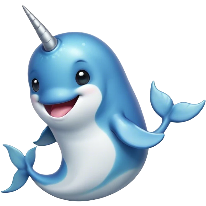 Cinematic Comical Cute Narwhal Portrait Emoji, Head tilted dramatically with an exaggeratedly amused expression, featuring a uniquely curved tusk, a sleek body with wide, comically expressive eyes brimming with playful disbelief, Simplified yet hilariously expressive features, highly detailed, glowing with a slightly sassy oceanic glow, high shine, dramatic yet playful, stylized with an air of cheeky marine mischief, soft glowing outline, capturing the essence of a meme-worthy cute narwhal that looks ready to side-eye its way into viral fame! emoji