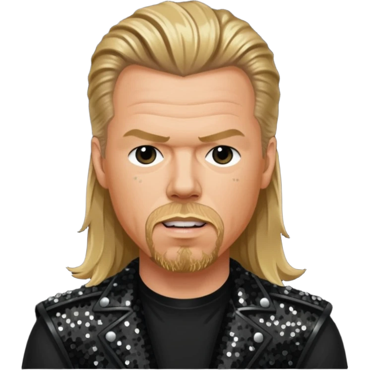 James Hetfield with long dark blonde hair, black sequin outfit  emoji