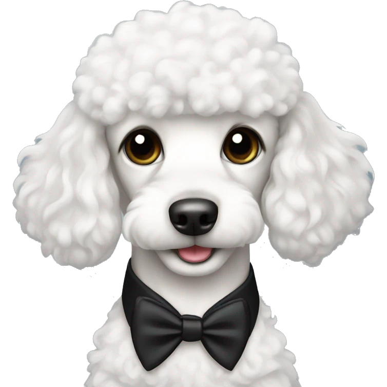 Mini white poodle in black tuxedo emoji