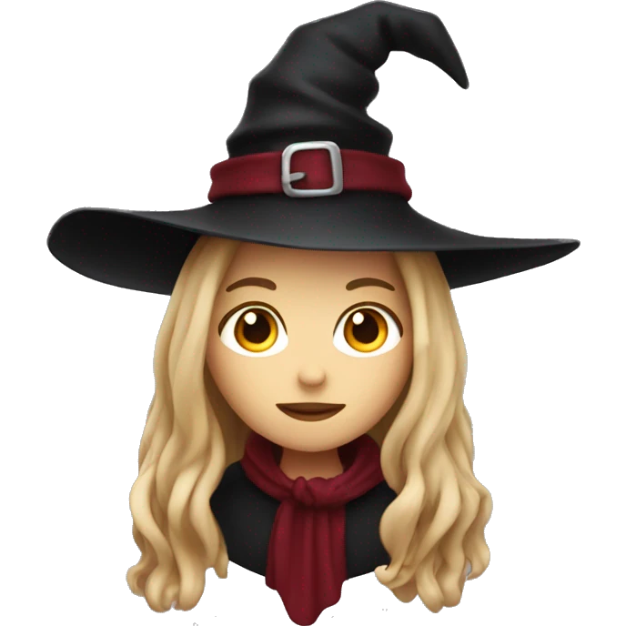 beautiful long haired witch, red, black, burgundy emoji
